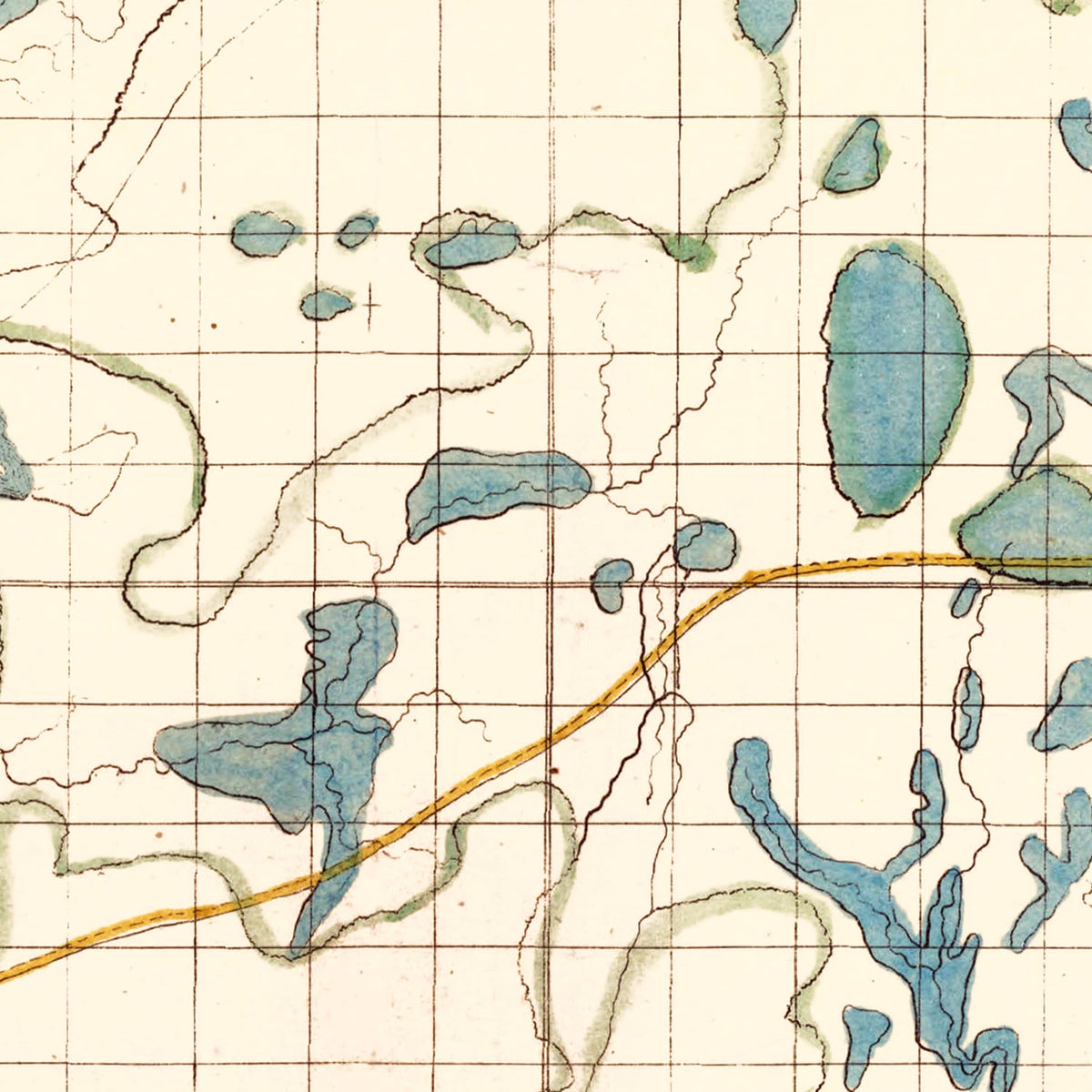 Restored historic details from the 1839 body of water map of County, Wisconsin