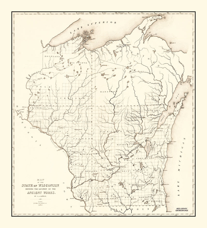 Size comparison using Vintage Map of Wisconsin 1855