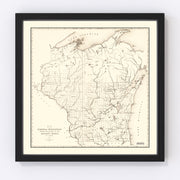 Wisconsin Vintage Map 1855