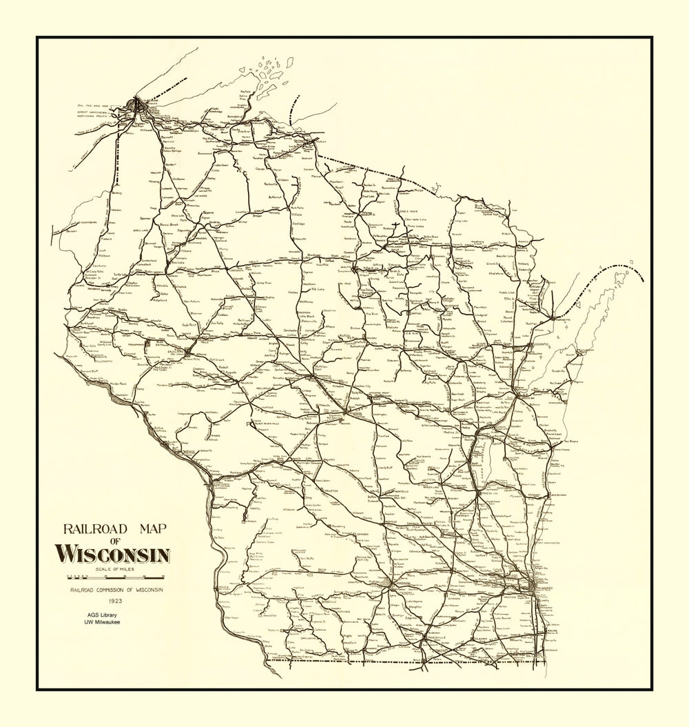 Vintage Map of Wisconsin 1923 print style example
