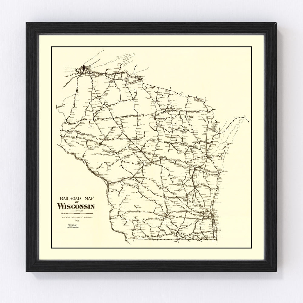 Wisconsin Vintage Map 1923