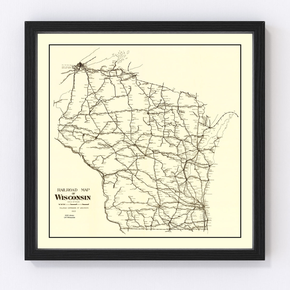 Wisconsin Vintage Map 1923