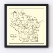 Wisconsin Vintage Map 1923