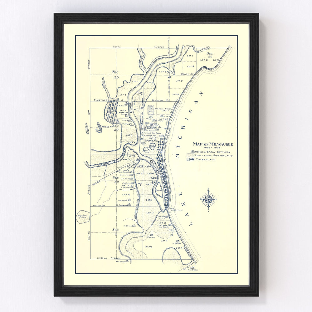 Milwaukee Vintage Map 1836