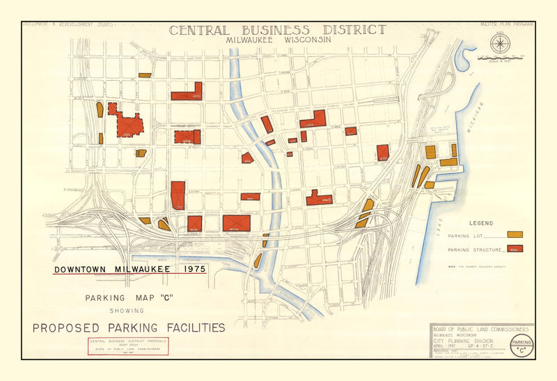 Size comparison using Vintage Map of Milwaukee, Wisconsin 1957