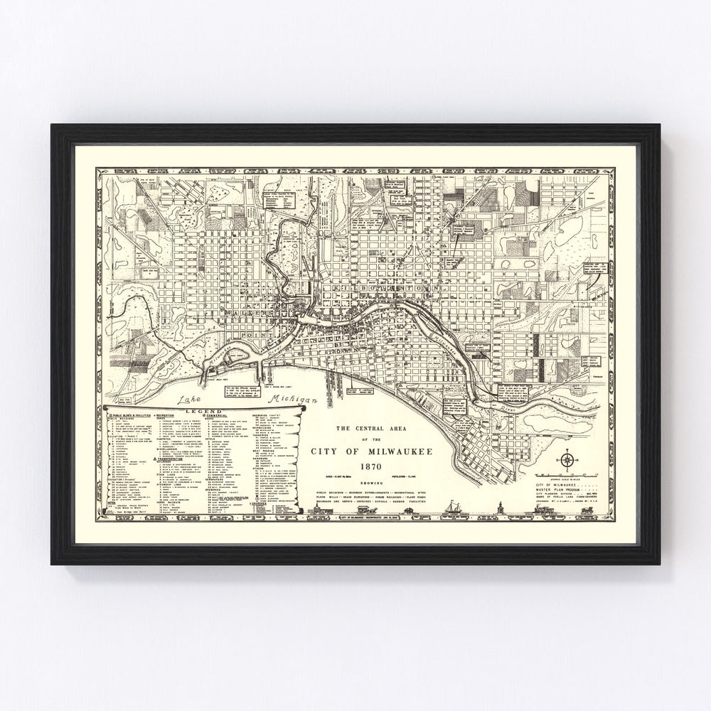 Milwaukee Vintage Map 1870