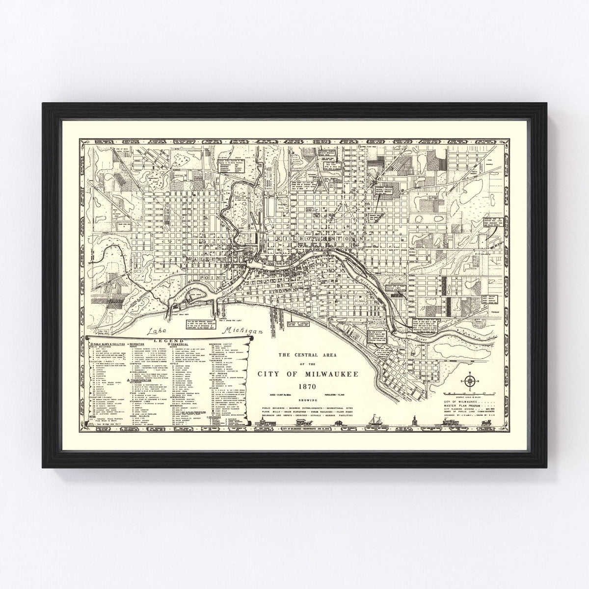 Milwaukee Vintage Map 1870