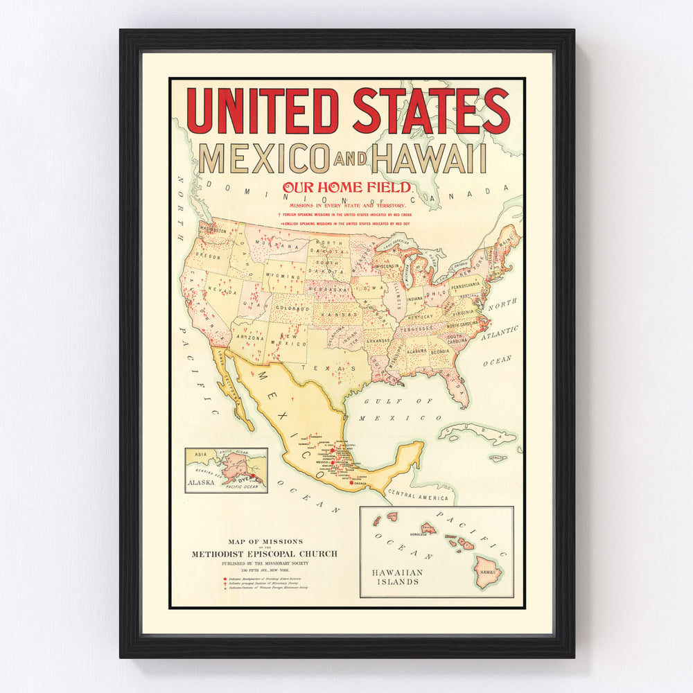 United States Vintage Map 1898