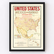 United States Vintage Map 1898