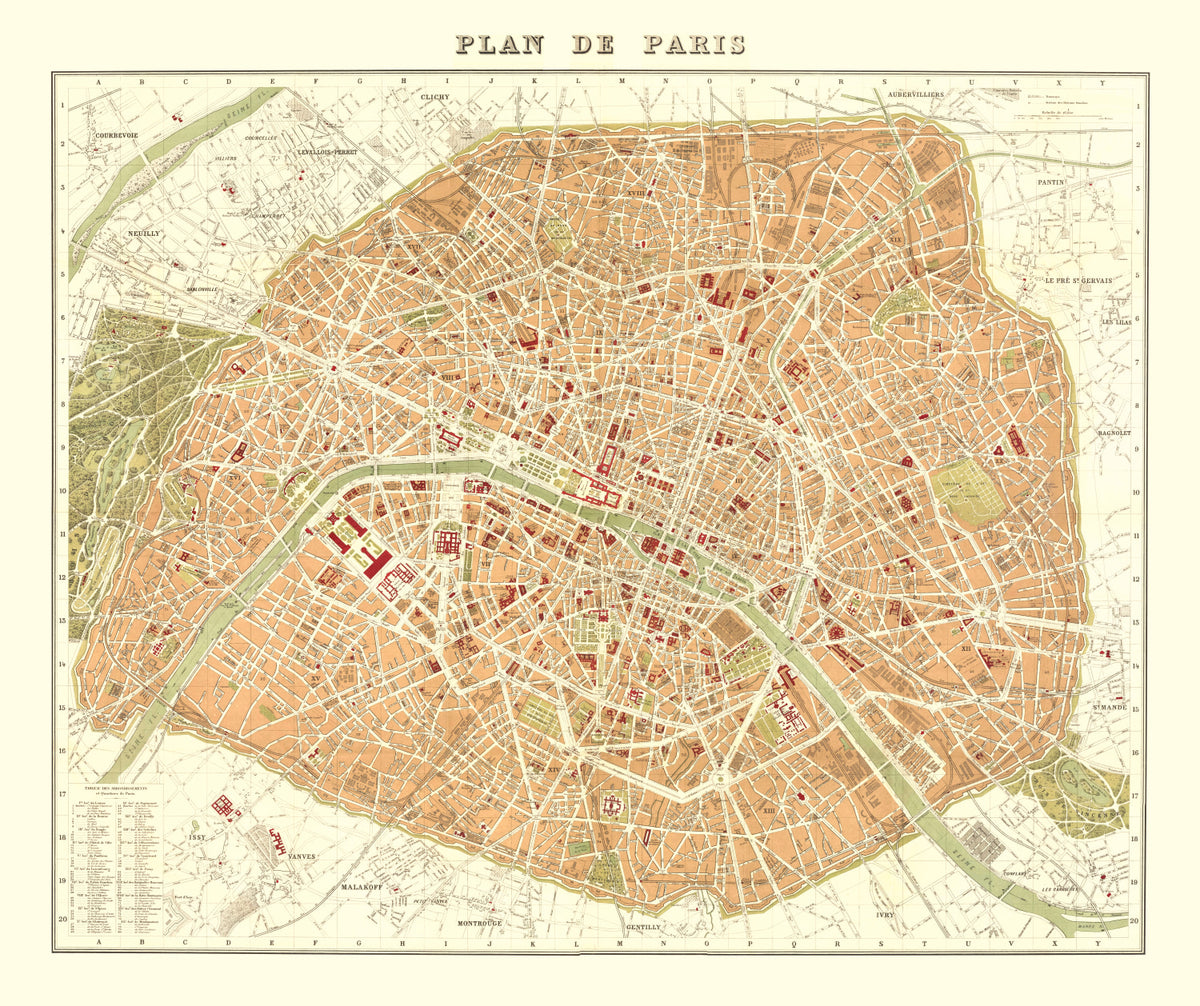 Preview of Vintage Map of Paris, France 1893