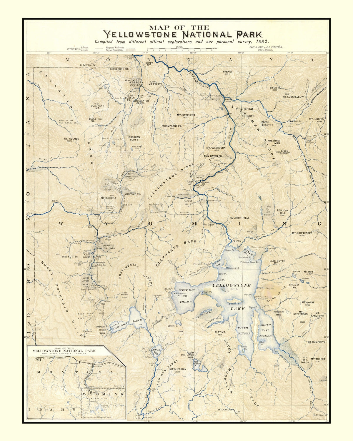 Preview of Vintage Yellowstone National Park Map 1882