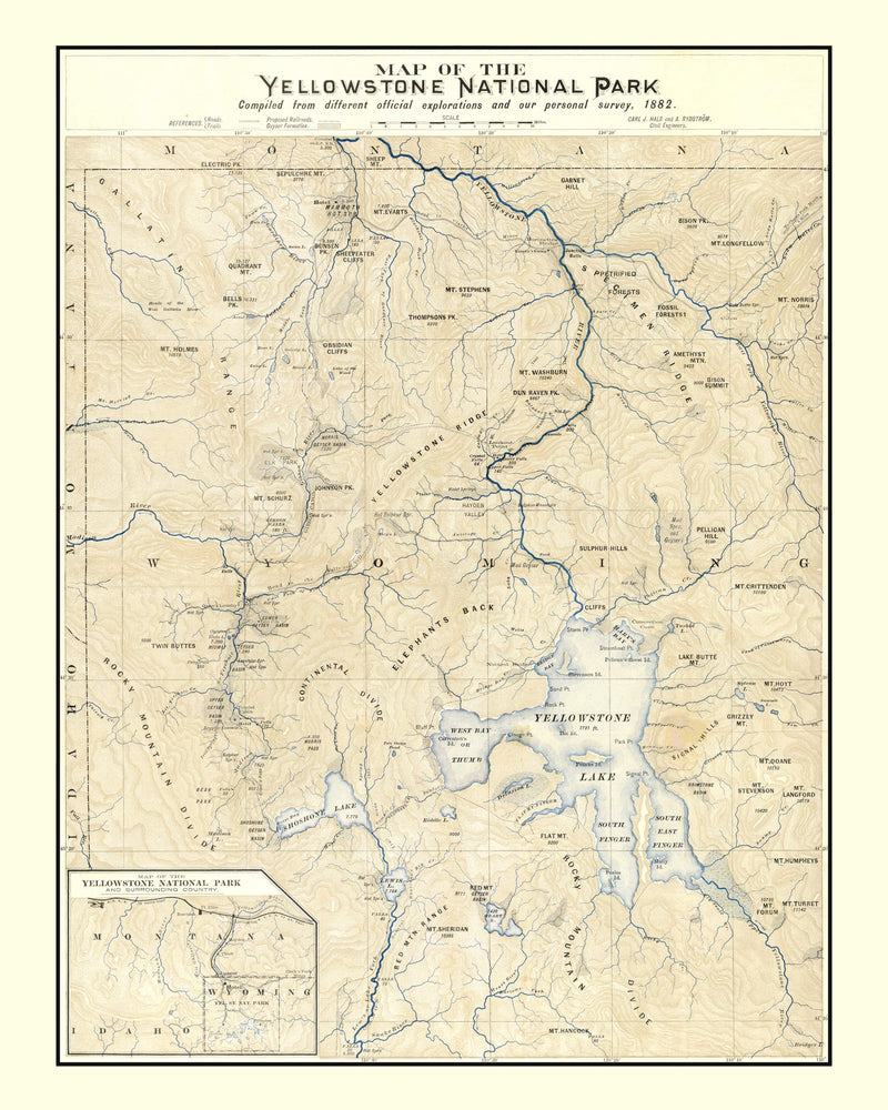 Size comparison using Vintage Yellowstone National Park Map 1882