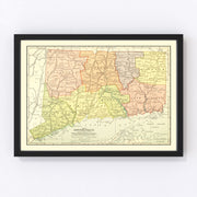 Connecticut Vintage Map 1900