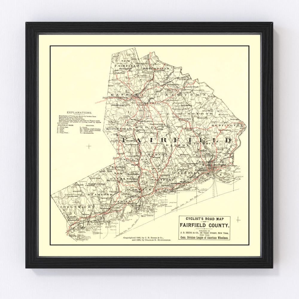 Fairfield County Vintage Map 1885