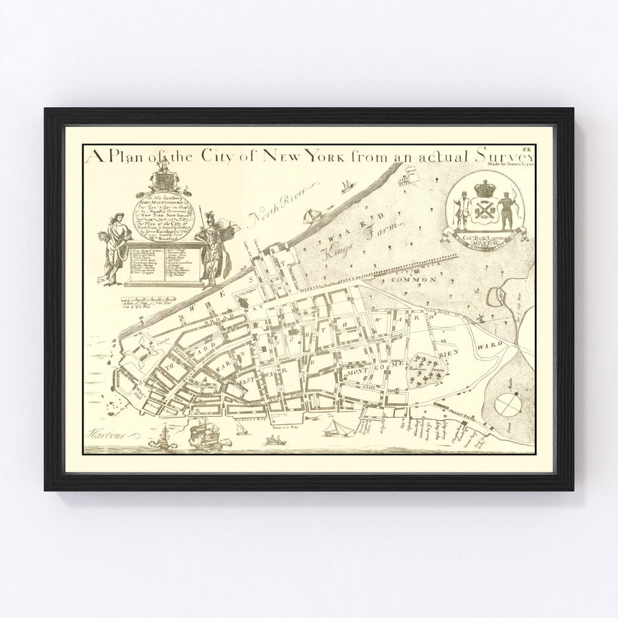 New York City Vintage Map 1728