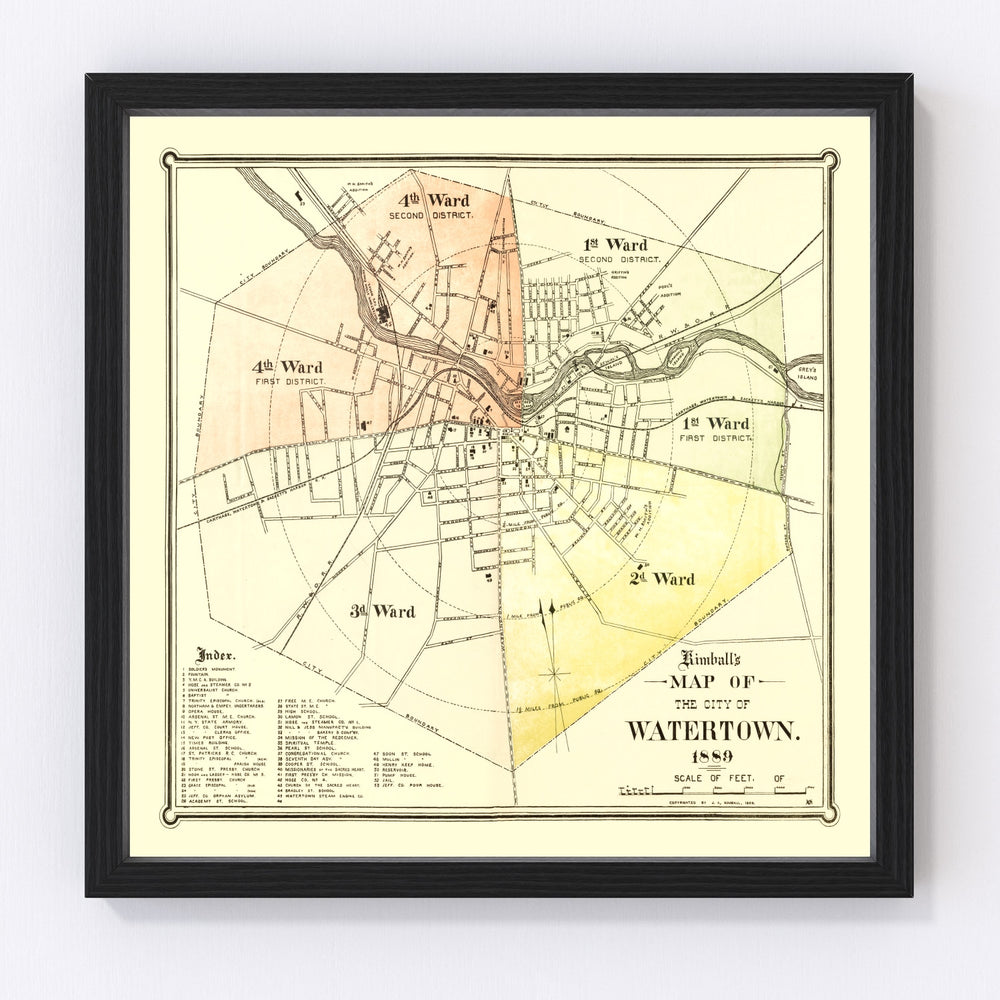 Watertown Vintage Map 1889