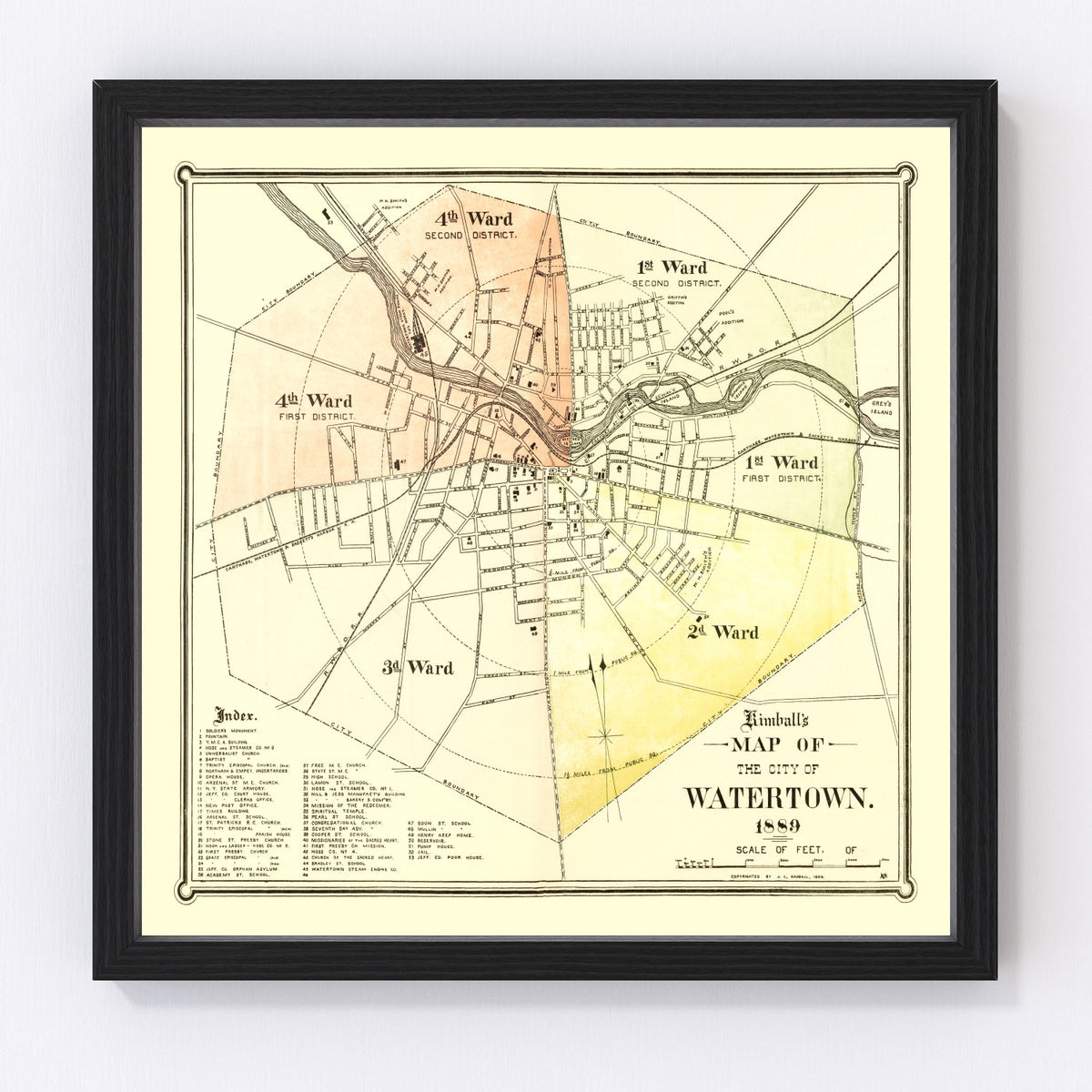 Watertown Vintage Map 1889