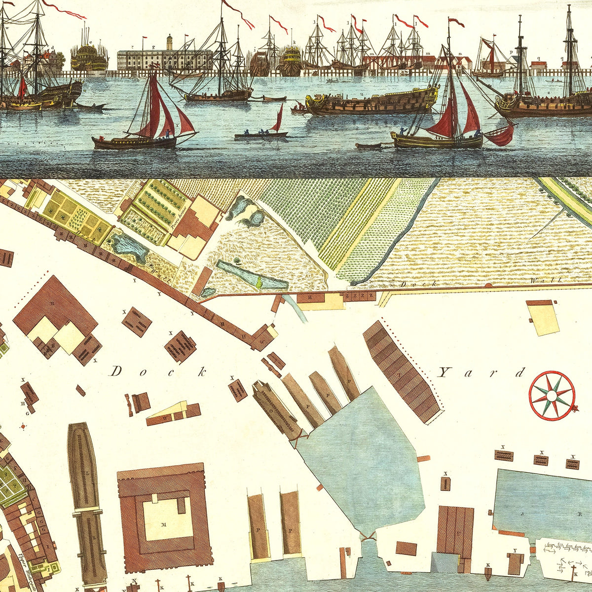 Restored historic details from the 1753 misc. attraction map of County