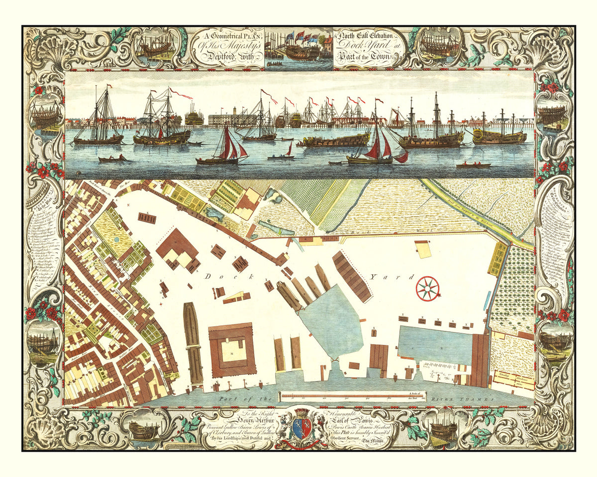 Preview of Vintage Map of the Dockyard at Deptford 1753