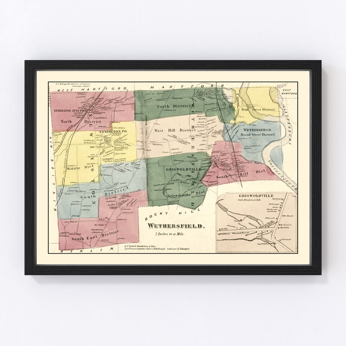 Wethersfield Vintage Map 1869