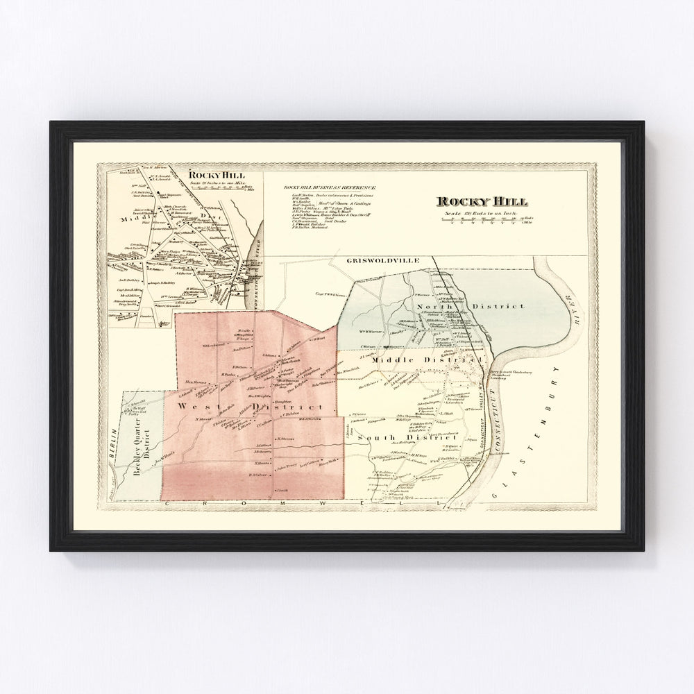Rocky Hill Vintage Map 1869