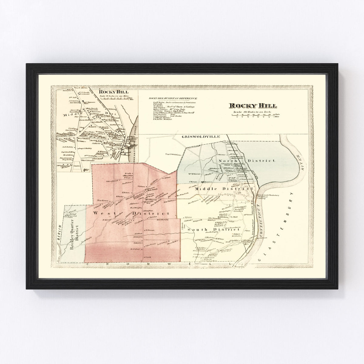 Rocky Hill Vintage Map 1869