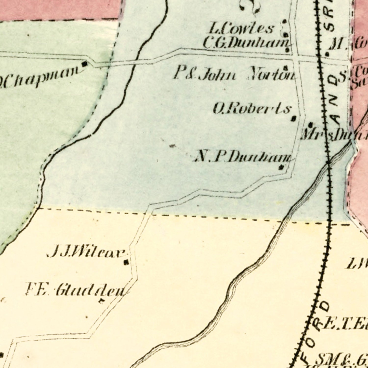 Restored historic details from the 1869 city map of Berlin, Connecticut