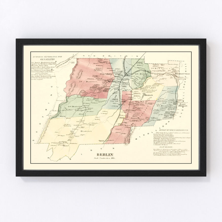 Vintage Map of Berlin, Connecticut 1869