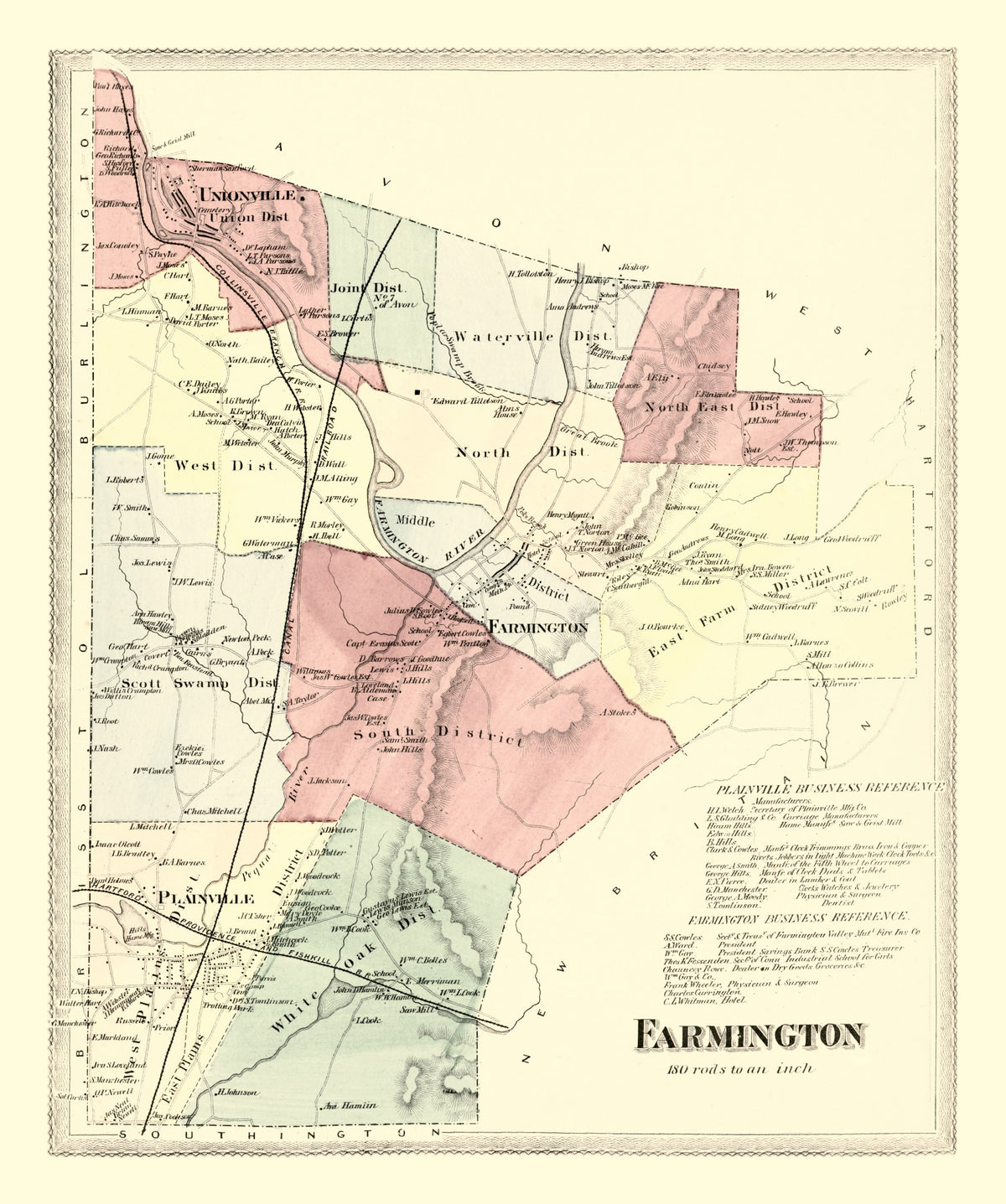 Preview of Vintage Map of Farmington, Connecticut 1869