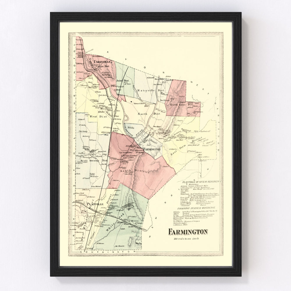 Farmington Vintage Map 1869