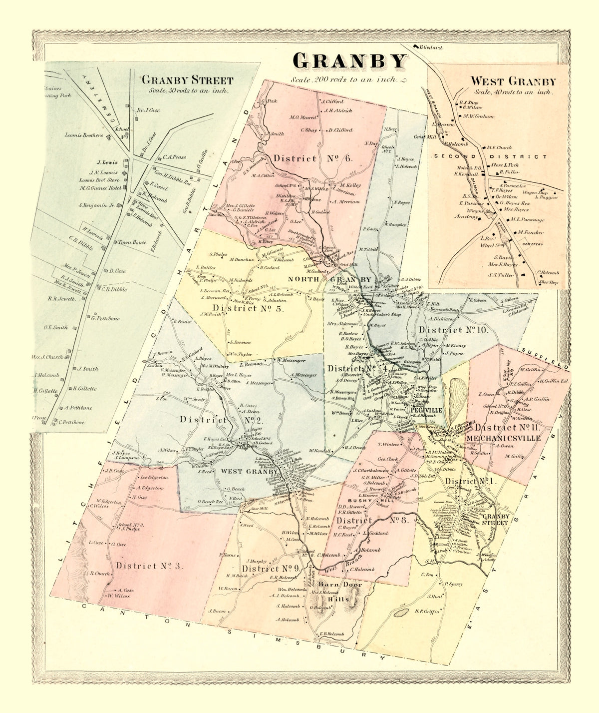 Preview of Vintage Map of Granby, Connecticut 1869