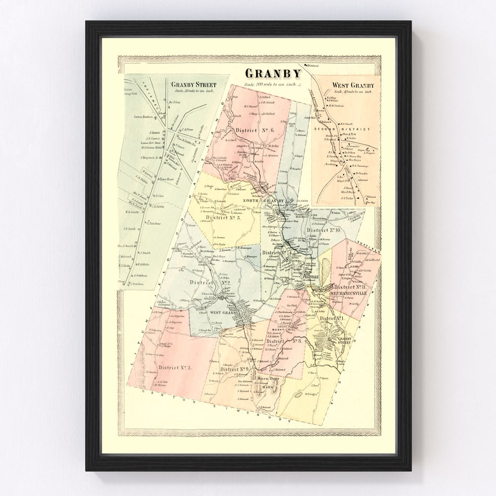 Granby Vintage Map 1869