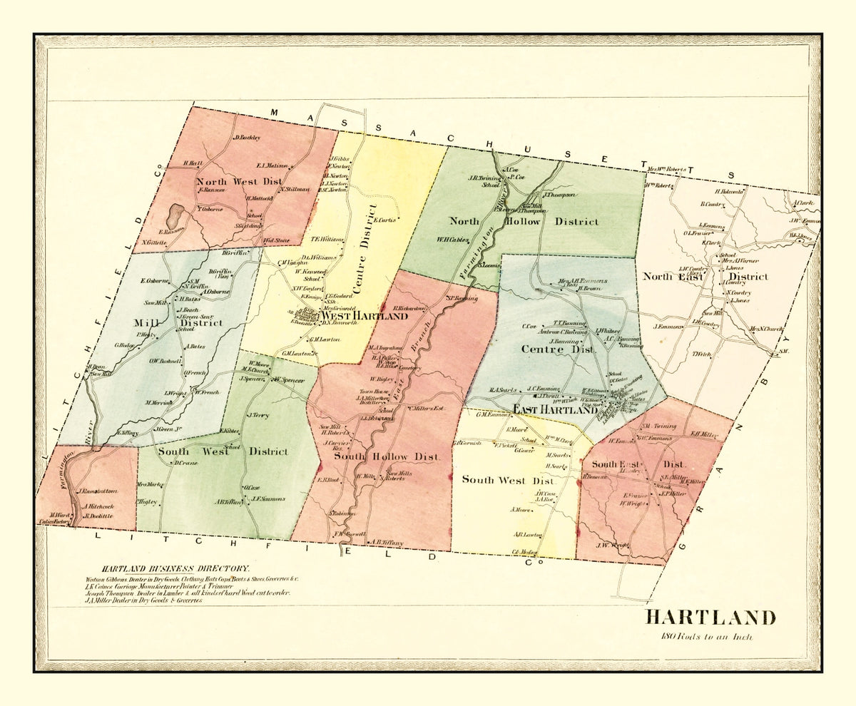 Preview of Vintage Map of Hartland, Connecticut 1869
