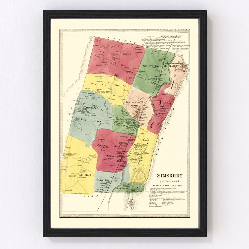 Simsbury Vintage Map 1869