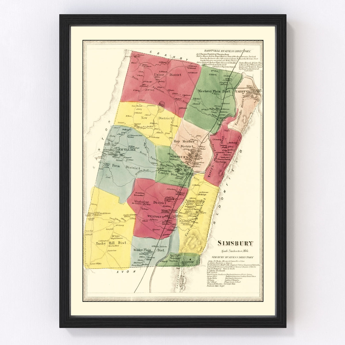 Simsbury Vintage Map 1869