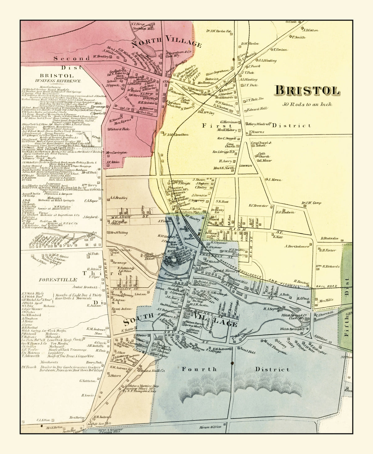 Preview of Vintage Map of Bristol, Connecticut 1869