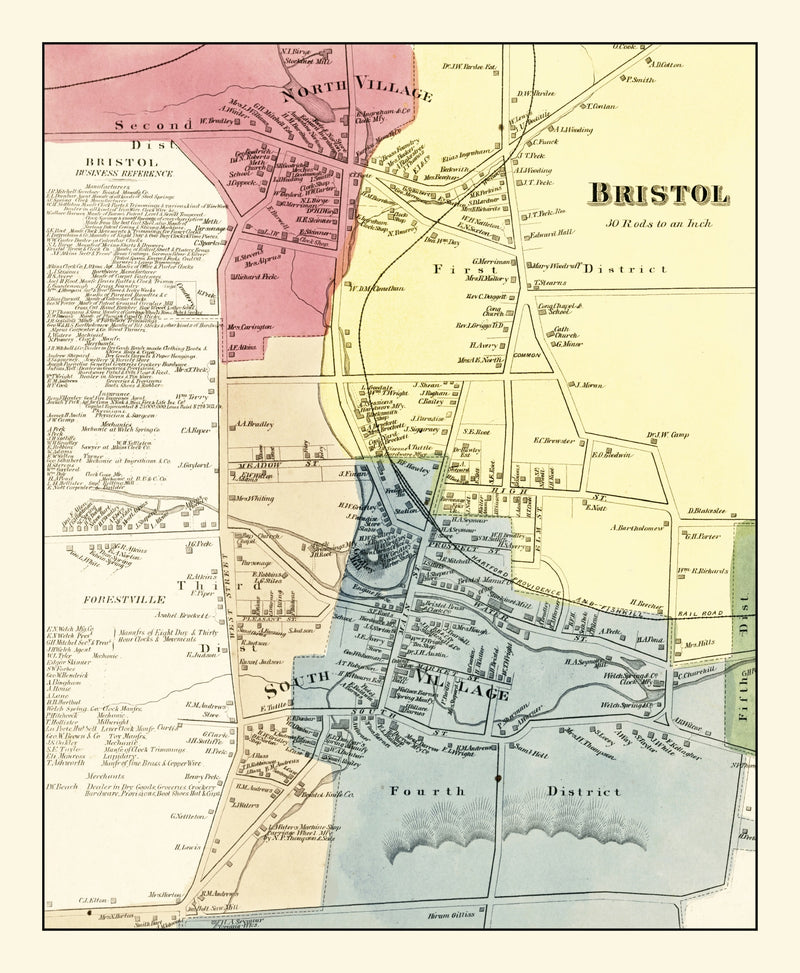 Size comparison using Vintage Map of Bristol, Connecticut 1869