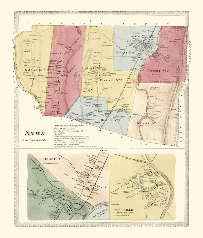 Size comparison using Vintage Map of Avon, Connecticut 1869