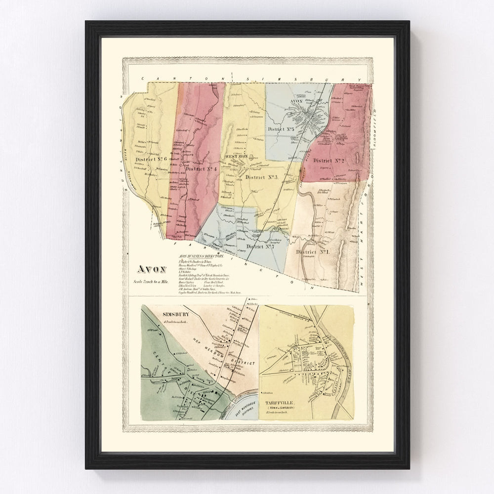 Avon Vintage Map 1869