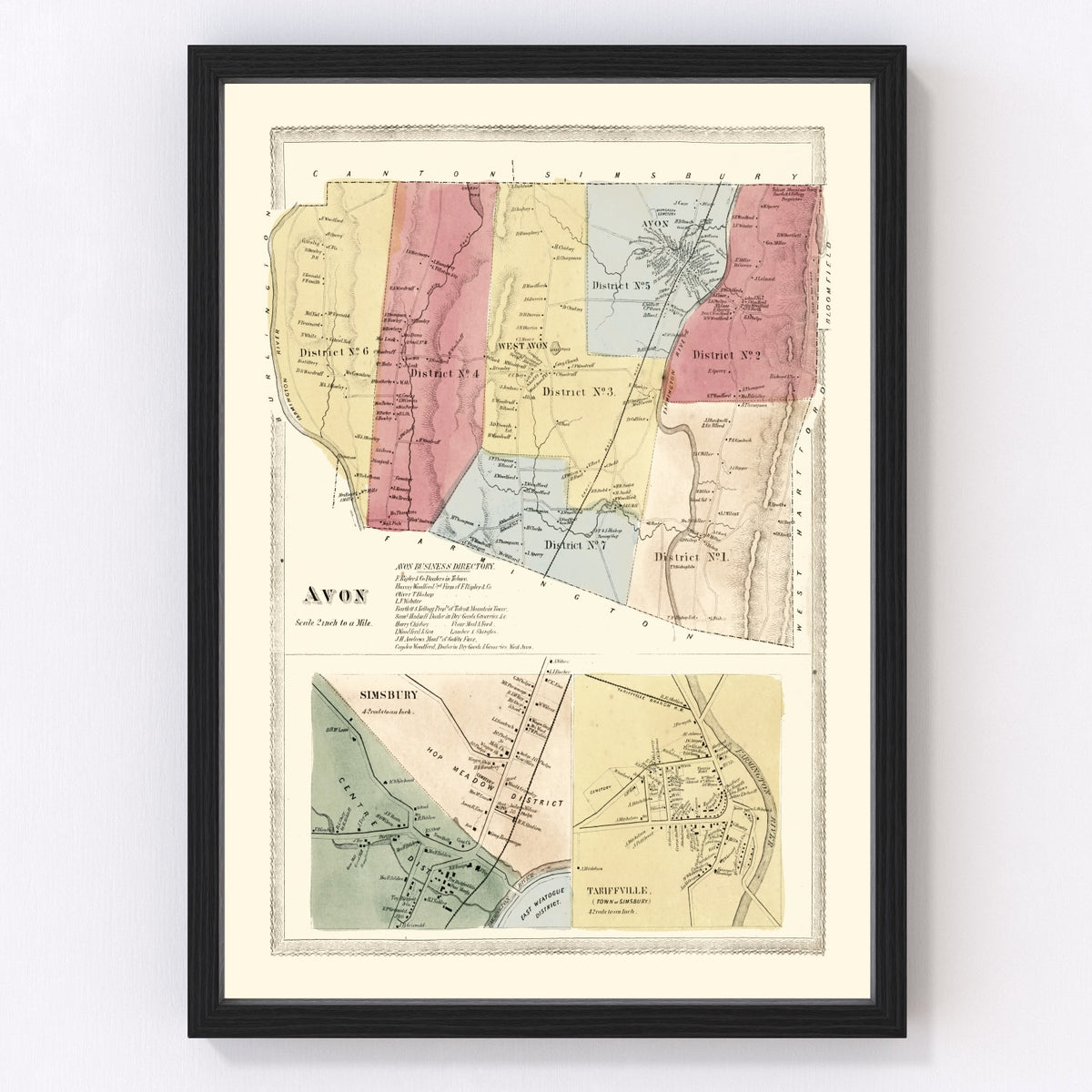 Avon Vintage Map 1869