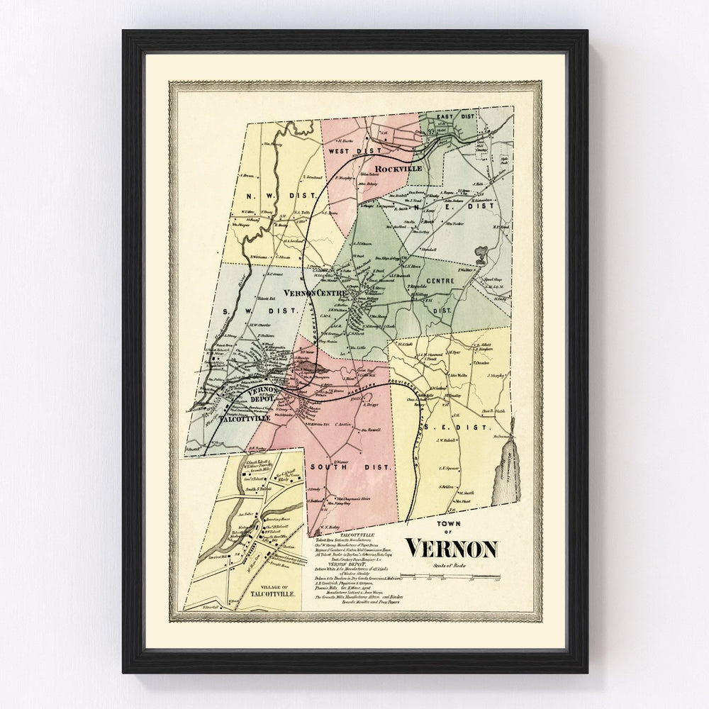 Town of Vernon Vintage Map 1869