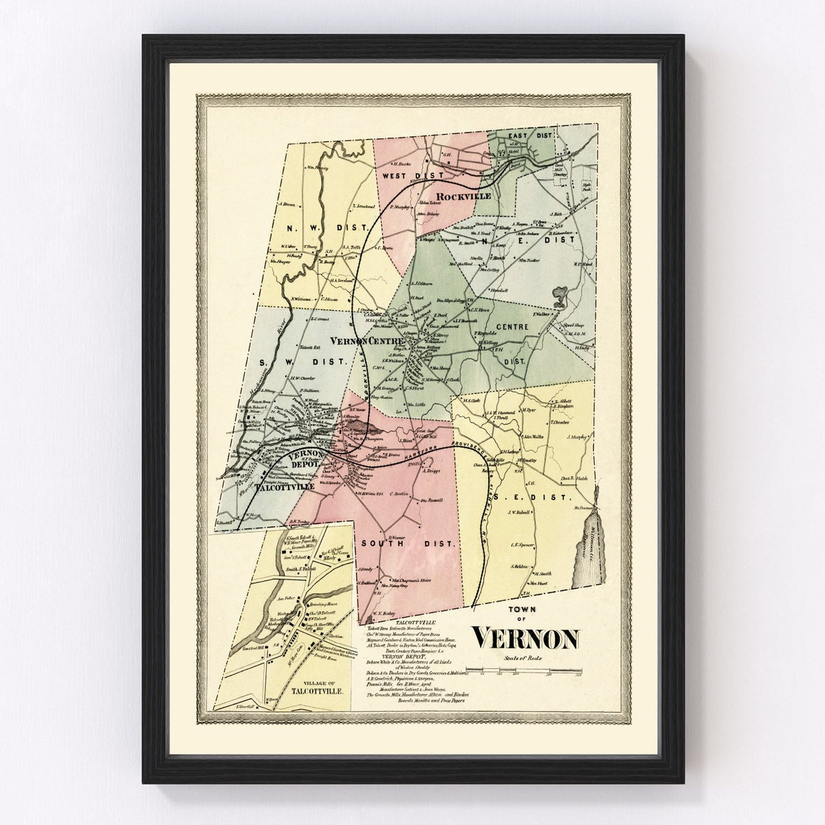 Town of Vernon Vintage Map 1869