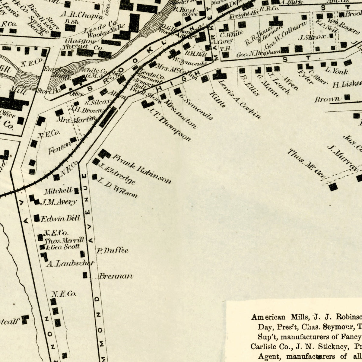 Restored historic details from the 1869 city map of Rockville, Connecticut