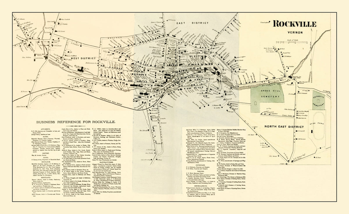 Preview of Vintage Map of Rockville, Connecticut 1869