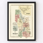 Town of Hebron Vintage Map 1869