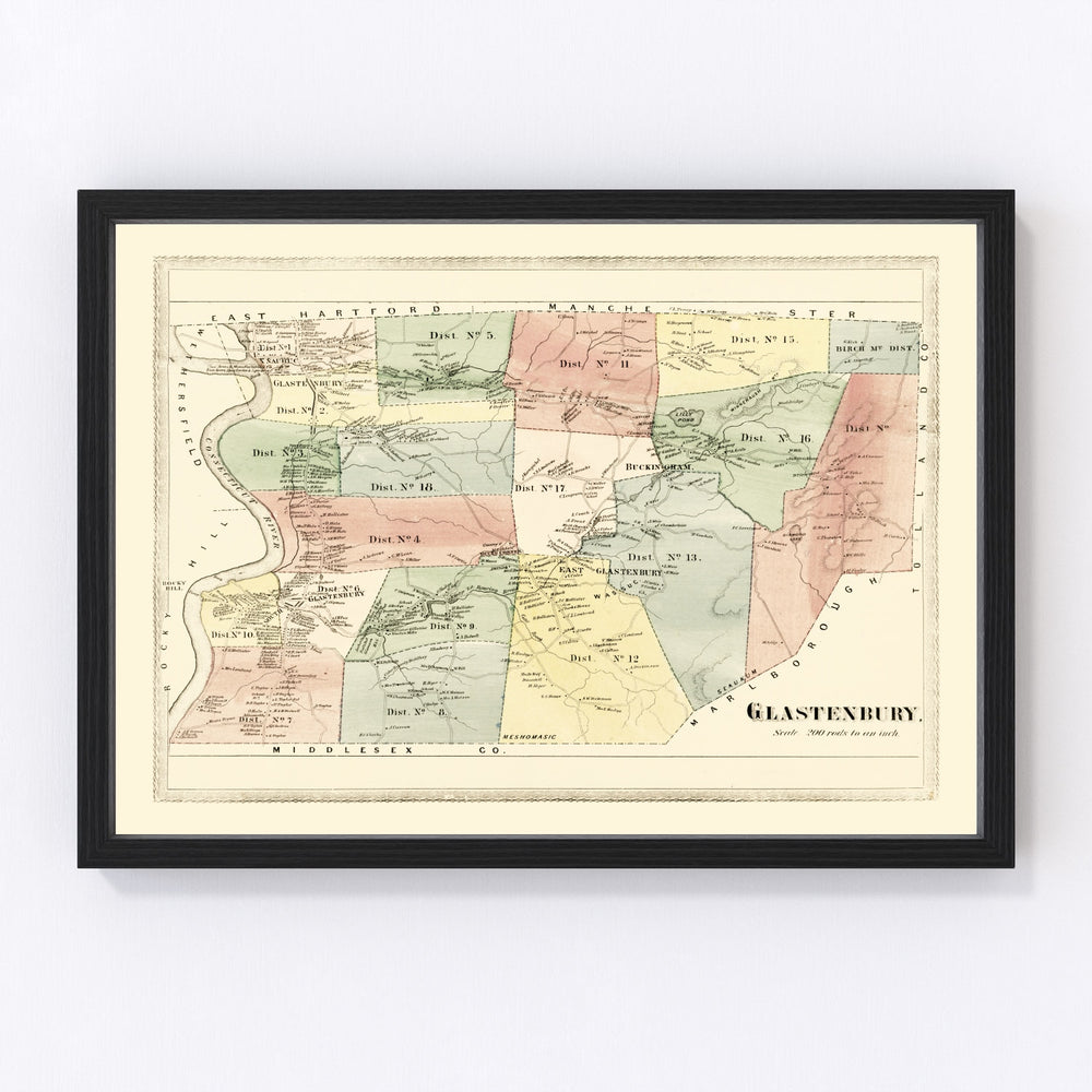 Glastenbury Vintage Map 1869