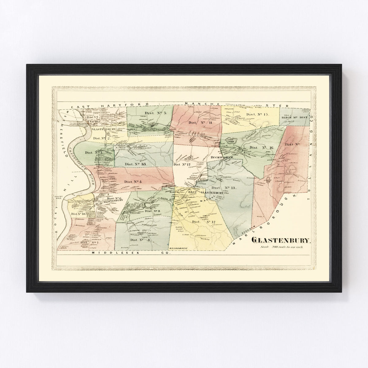 Glastenbury Vintage Map 1869