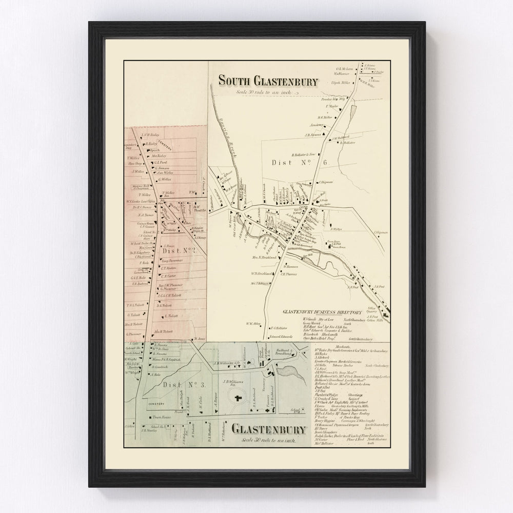 South Glastenbury Vintage Map 1869