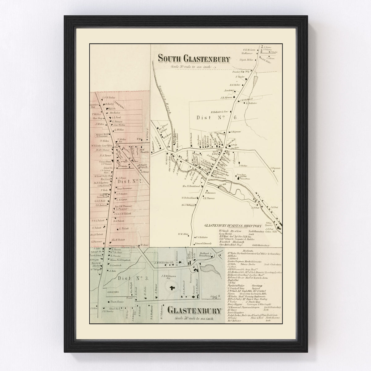 South Glastenbury Vintage Map 1869