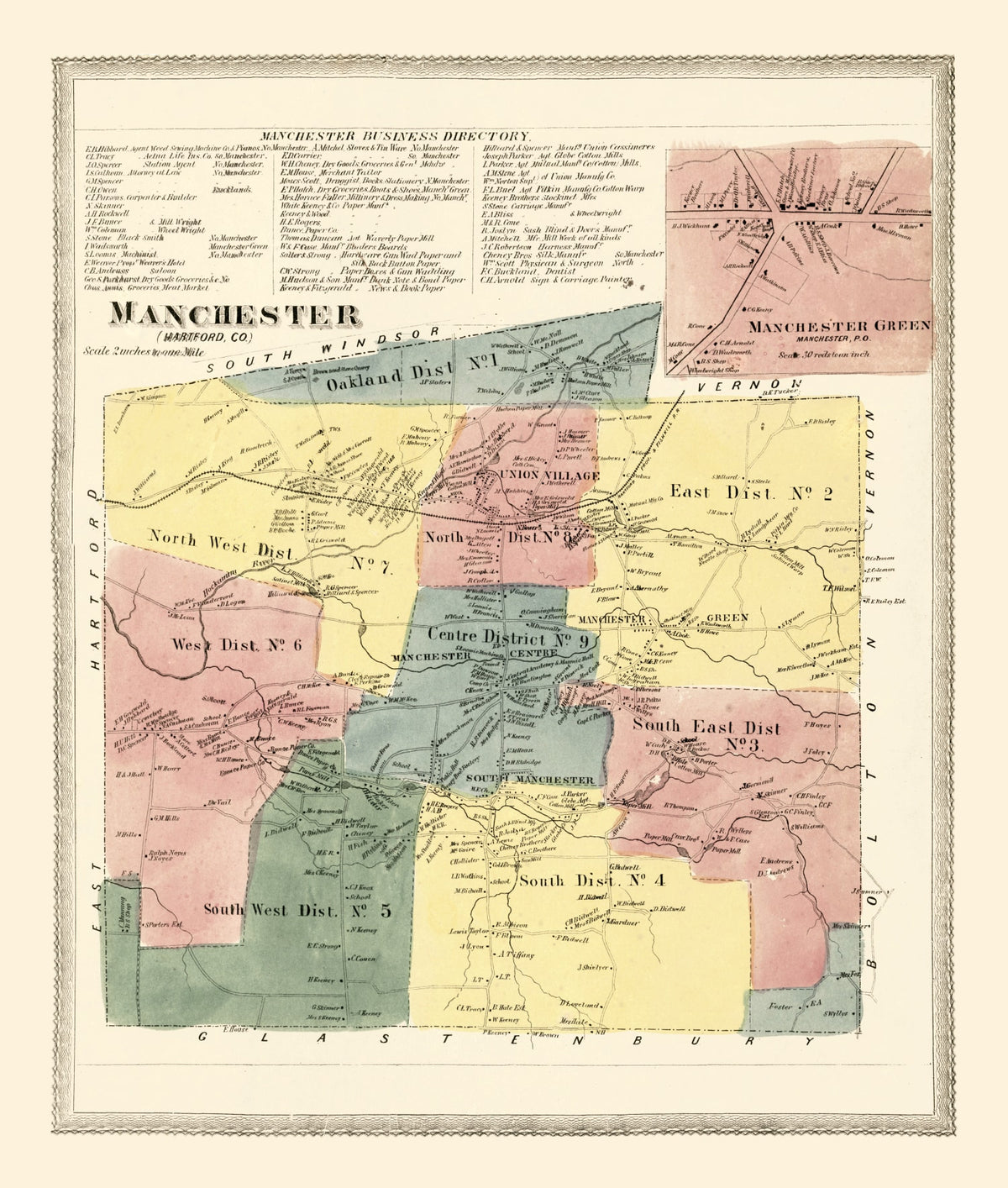 Preview of Vintage Map of Manchester, Connecticut 1869